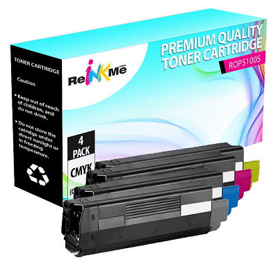 Okidata C5100N Black & Color 4-Pack Compatible Toner Cartridge Set