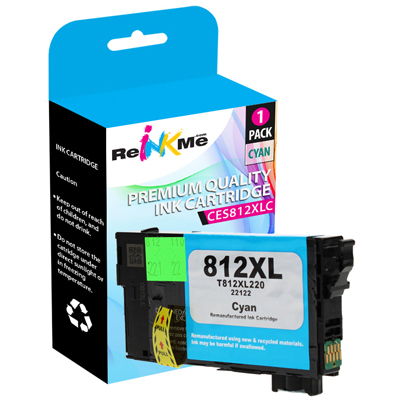 Epson 812XL T812XL220 Cyan Ink Cartridge - Remanufactured